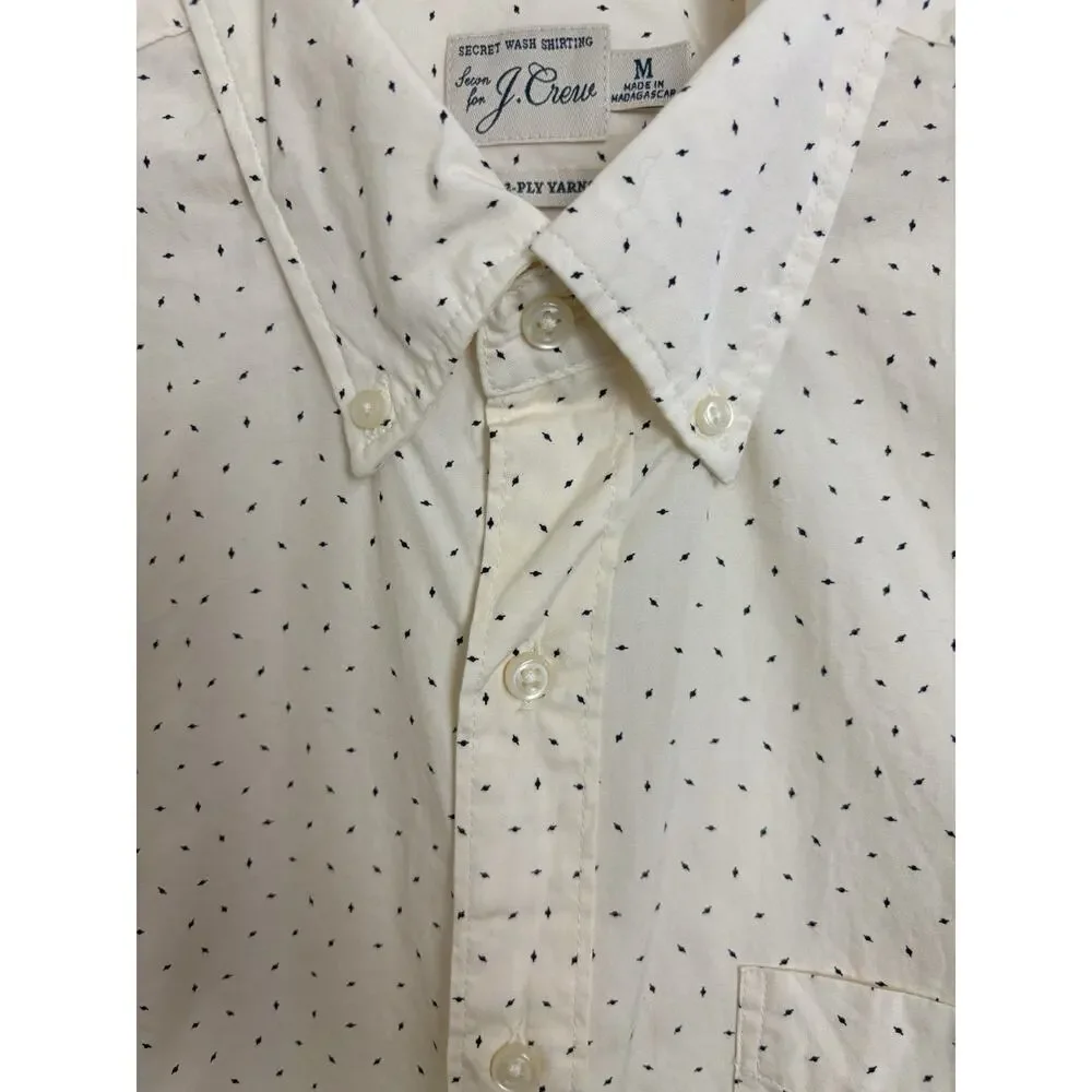 J Crew Secret Wash Shirting 100’s 2-Ply Yarn Slim Fit Button Down Ivory Medium